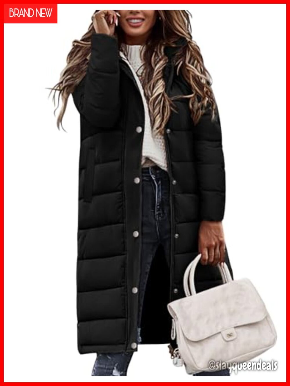 Women's Long Puffer Coat Hooded Zip Parka Thicken Padded Quilted Winter Jacket